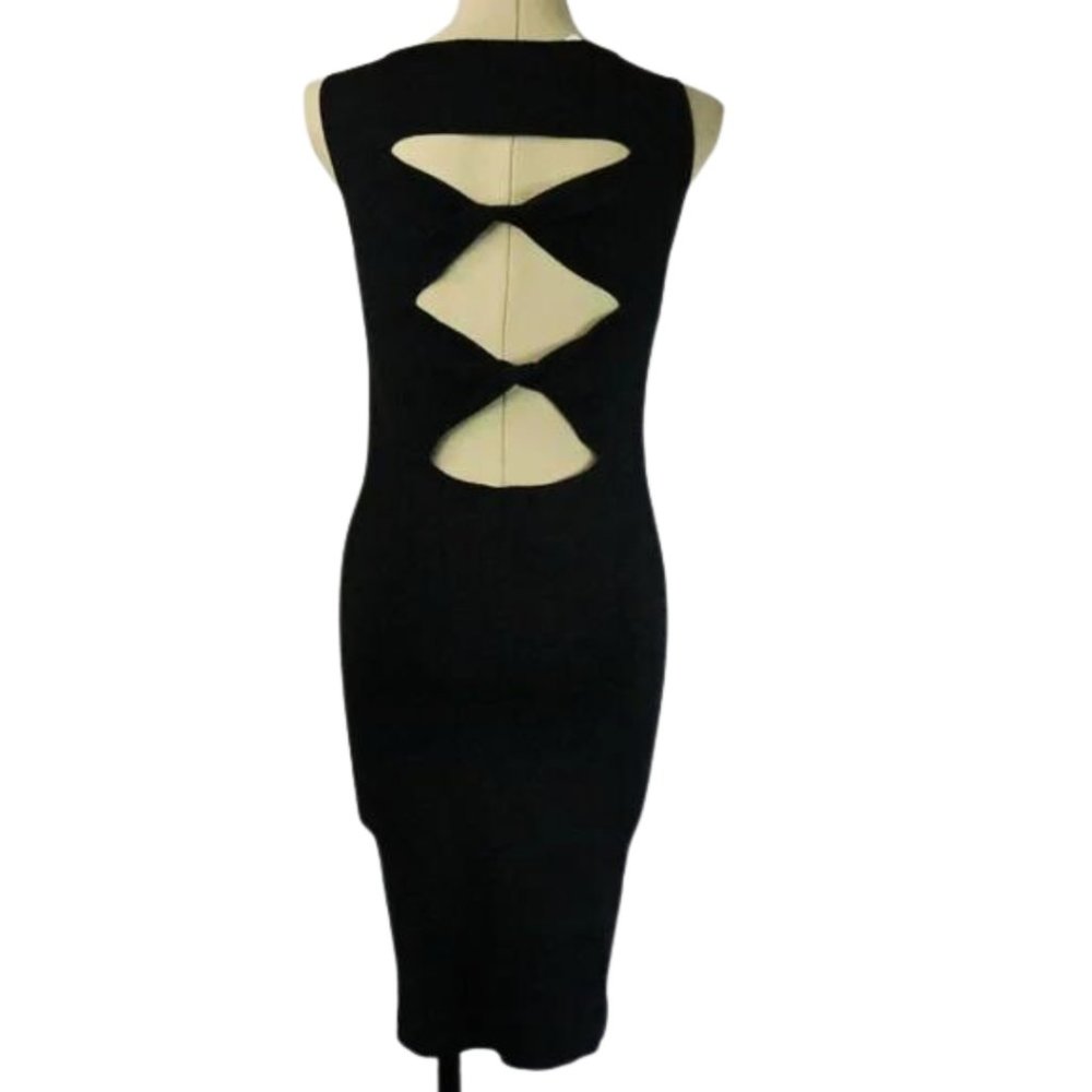 Zara Womens Knit Back Cut Out Midi Party Sleeveless Dress Fitted Bodycon Black M - Picture 6 of 6